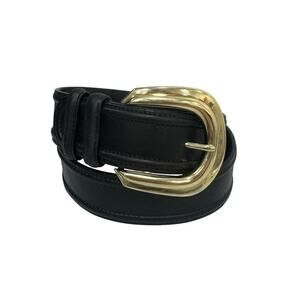 Brighton Black Leather Belt Solid Brass Buckle Size Medium Vintage 1991